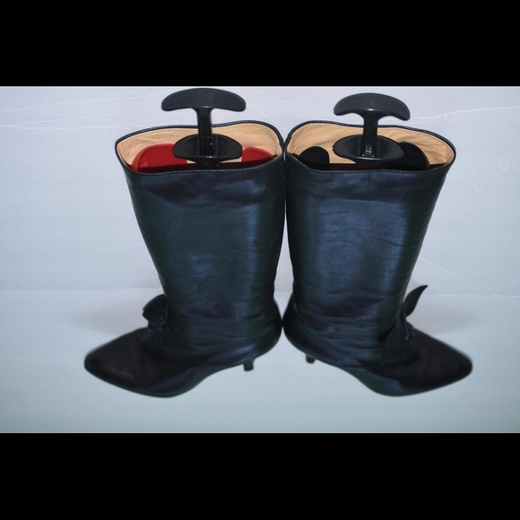 Casadei Black knee high brass leather boot size US 5 - Picture 2 of 13